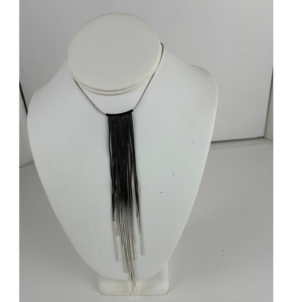 Necklace Multi Silver Black Metal Chain Pendant Snake Chain 3 Inch Ext. 20"